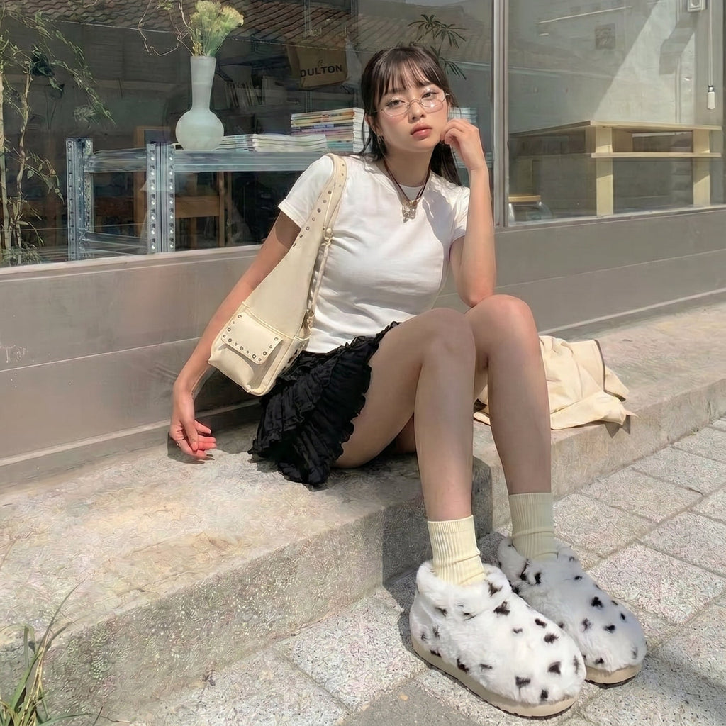 Panda Fuzzy Boots (Low cut)